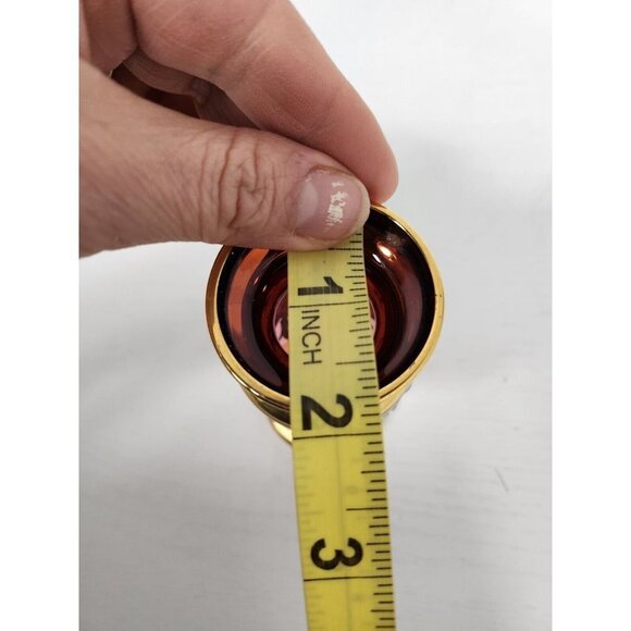 Vintage Bohemian Glass Floral Vase Raised Design Pink Glass Gold Overlay Germany - Picture 10 of 10